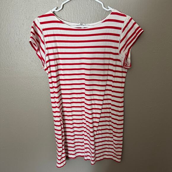 MILLY For Target Red and White Stripe T-Shirt Mini Dress Size Large casual - Picture 2 of 7